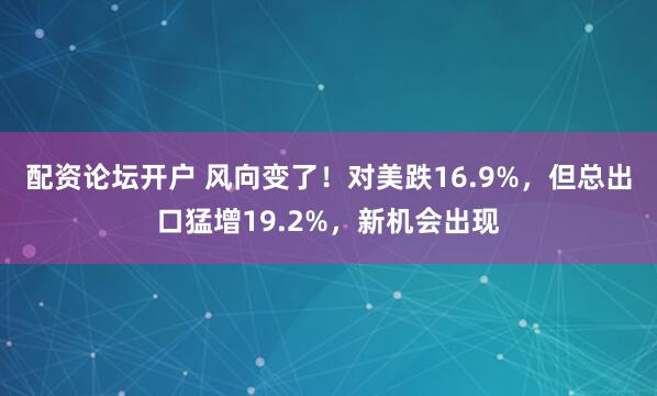 配资论坛开户 风向变了！对美跌16.9%，但总出口猛增19.2%，新机会出现